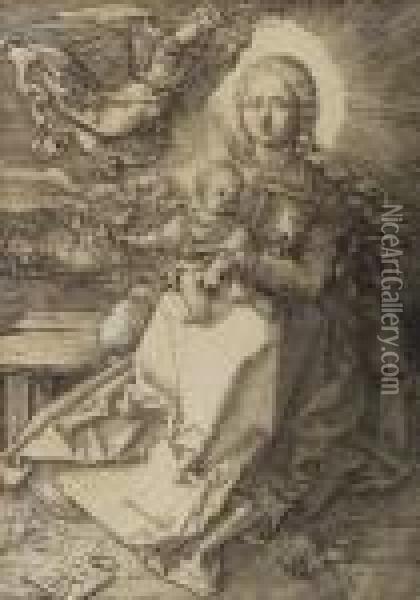 Virgin And Child With Angel Oil Painting - Albrecht Durer