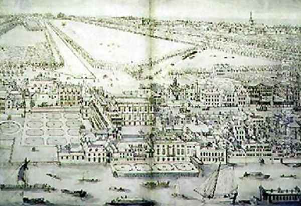 A Birds Eye View of Whitehall Palace Oil Painting - Leonard Knyff