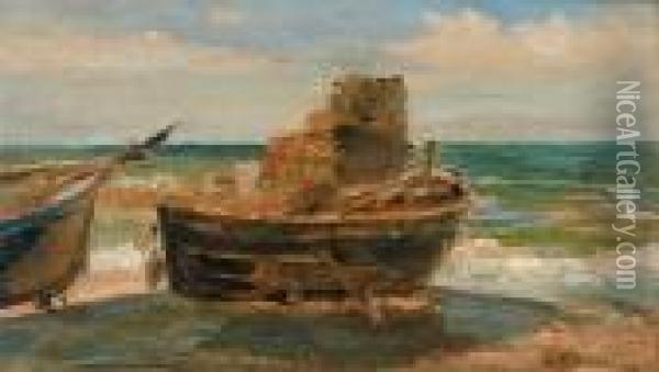 Barche Asecco Oil Painting - Ugo Manaresi