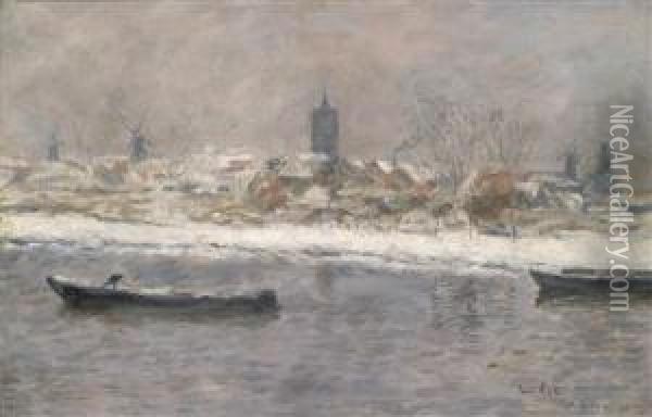 View Of Schiedam In Winter Oil Painting - Siebe Johannes ten Cate