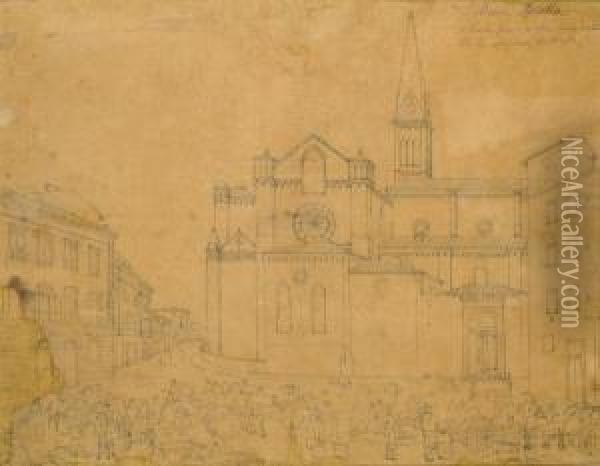 Chiesa Di Santa Maria Novella - L'abside E Il Campanile Oil Painting - Fabio Borbottoni