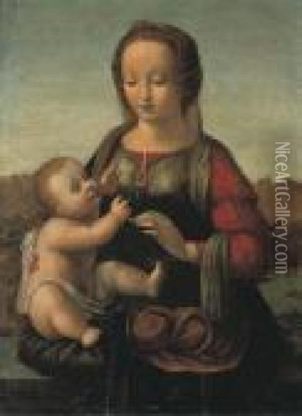 Vierge A L'enfant Dans Un Paysage Oil Painting - Leonardo Da Vinci