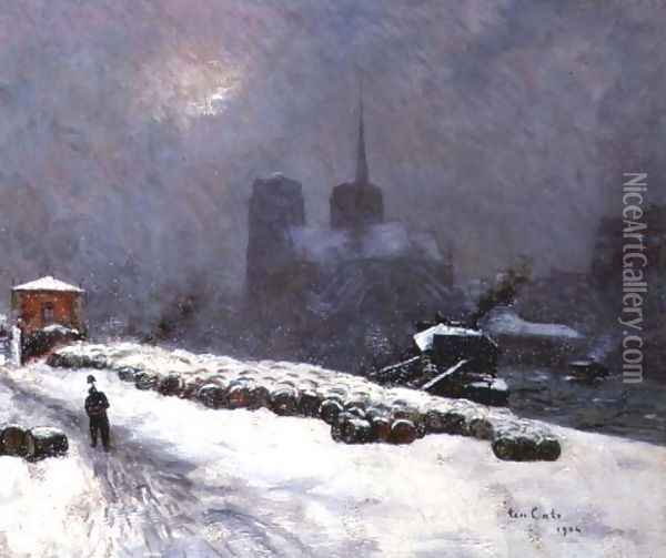 Notre Dame in the Snow, 1904 Oil Painting - Siebe Johannes Ten Kate