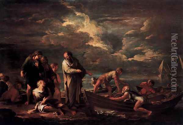 Pythagoras and the Fisherman Oil Painting - Salvator Rosa