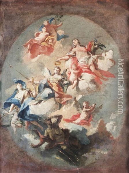 Allegorical Scene Oil Painting - Carlo Innocenzo Carlone