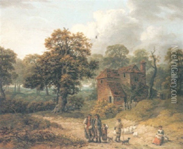 Landscape With Travellers Oil Painting - Thomas Hand