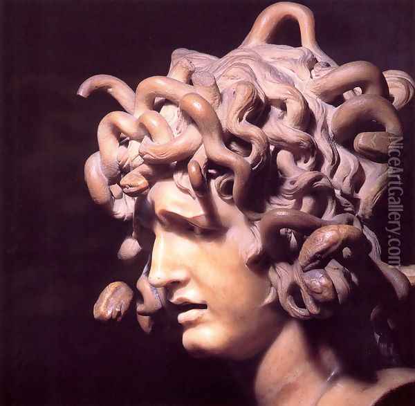 Medusa Oil Painting - Gian Lorenzo Bernini