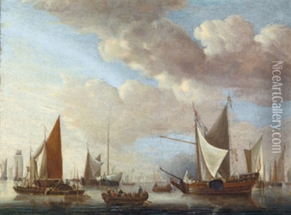 Boote Auf Ruhiger See Oil Painting - Jan Van De Cappelle