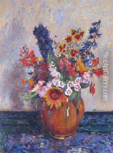 Still Life Of Flowers In A Pot Oil Painting - James Bolivar Manson