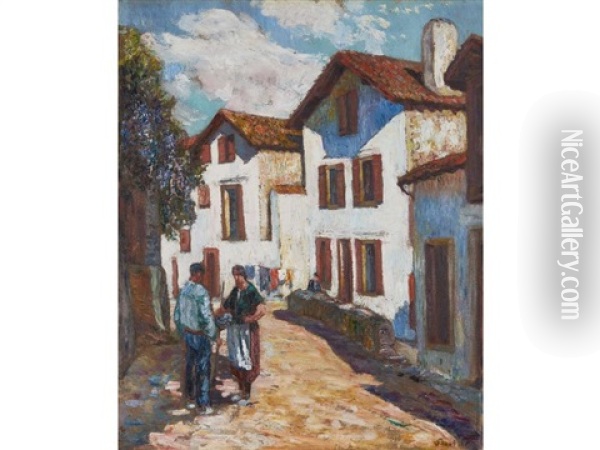Rue Agorette, Ciboure Oil Painting - Louis Floutier