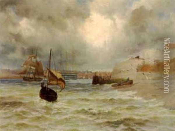 Entrance To Portsmouth Harbour Oil Painting - Thomas Rose Miles