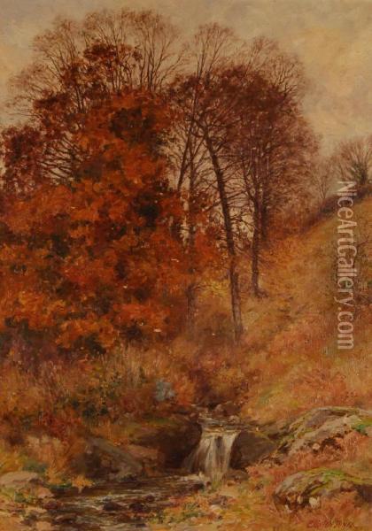 A Rural Stream Inautumn Oil Painting - Josiah Clinton Jones