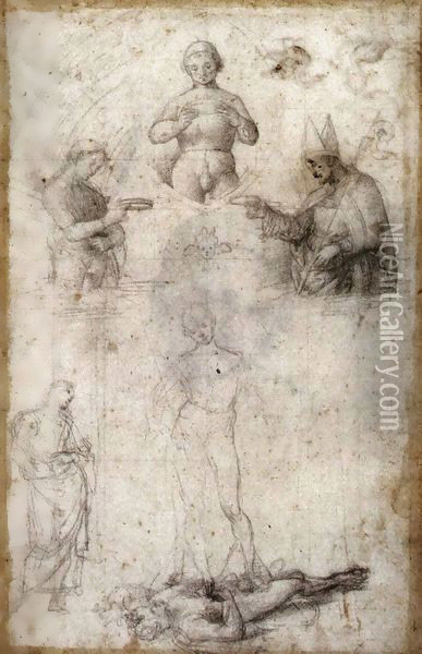 Study for the Coronation of St Nicholas of Tolentino Oil Painting - Raphael
