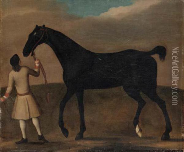 A Racehorse Held By A Groom Oil Painting - James Seymour