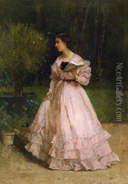In the Garden Oil Painting - Alfred-Emile-Leopole Stevens