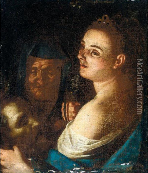 Judith With The Head Of Holofernes And Her Maidservant Oil Painting - Gaspare Traversi