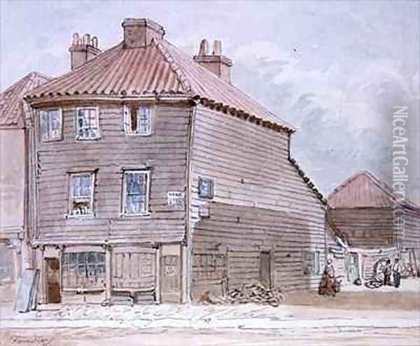 View of an Old House in High street Lambeth Oil Painting - J. Findley