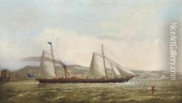 Attribua Steam Yacht Of The New Brighton Yacht Club Oil Painting - George Alexander Napier