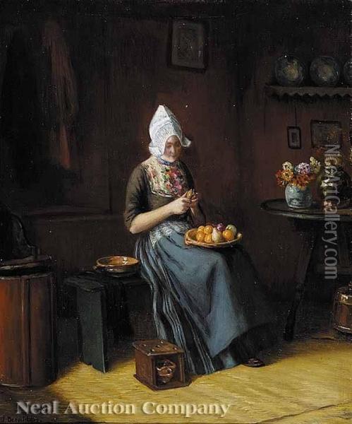 Preparation For Anevening Meal Oil Painting - Jules Benoit-Levy