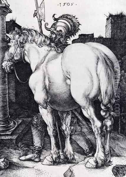 The Large Horse Oil Painting - Albrecht Durer