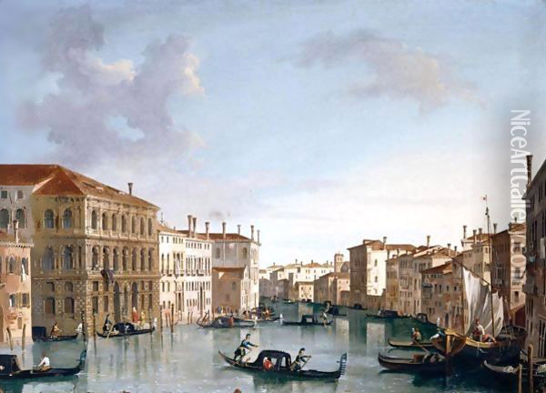 Venice, A View Of The Grand Canal Looking North-West Oil Painting - Vincenzo Chilone