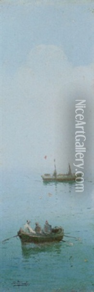 Pescatori In Barca Nella Costiera Amalfitana Oil Painting - Salvatore Petruolo