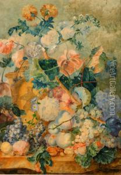 Still Life With Flowers Oil Painting - Aleksei Sergeievich Vasiliev