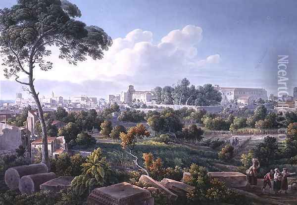 View of the Esquiline Hill, Rome, c.1800 2 Oil Painting - Louis Francois Cassas