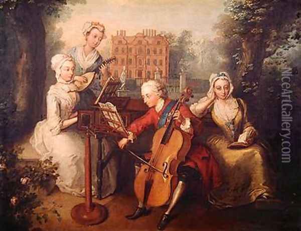 Frederick Prince of Wales and his Sisters 1733 Oil Painting - Philipe Mercier