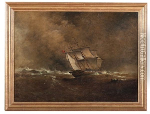 Seascape With Ship Oil Painting - Franklin Dullin Briscoe