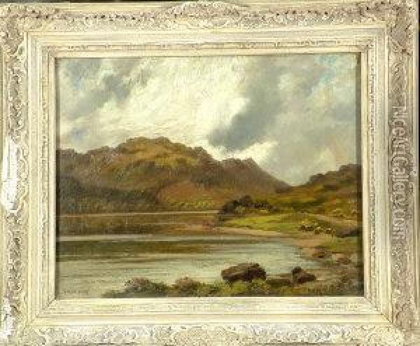 A Rainbow Forming Over Lock Eck Oil Painting - Andrew Allan