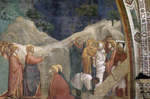 Scenes from the Life of Mary Magdalene- Raising of Lazarus 1320s Oil Painting - Giotto Di Bondone
