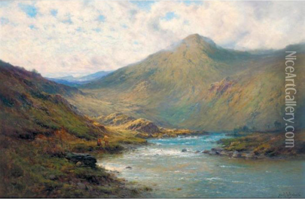 A Bend Of The Dee Oil Painting - Alfred de Breanski