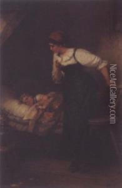 Sleeping Child Oil Painting - Wilhelm Ii Rogge