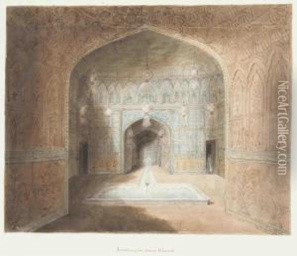 Interior Of The Aeenu Khanah Oil Painting - Sita Ram