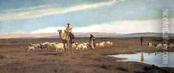 Leading the Flock to Pasture Oil Painting - Frederick Goodall