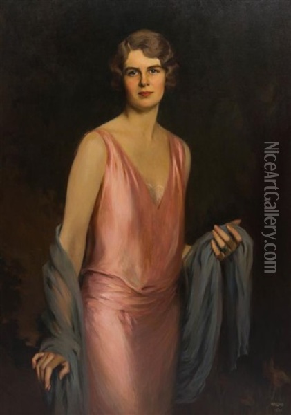 Portrait Of A Lady Oil Painting - Artur Lajos Halmi