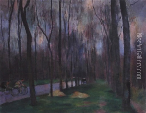 Promenade A Fontainebleau Oil Painting - Henri Ottmann