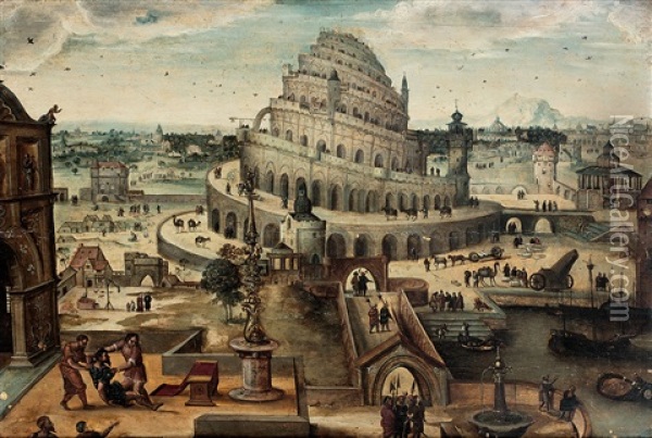 La Tour De Babel Oil Painting - Abel Grimmer