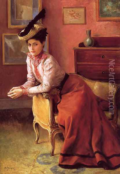 Elegante Au Sofa Oil Painting - Julius LeBlanc Stewart