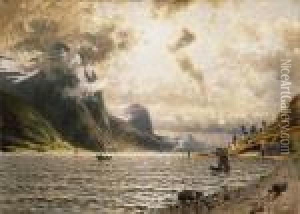 View Of A Fiord Oil Painting - Adelsteen Normann