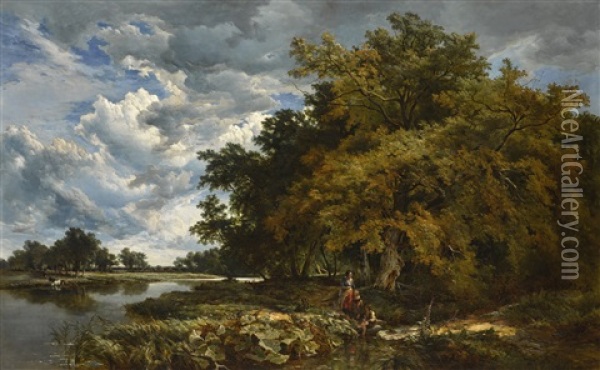 On The Thames, Near Medmenham Oil Painting - Sidney Richard Percy