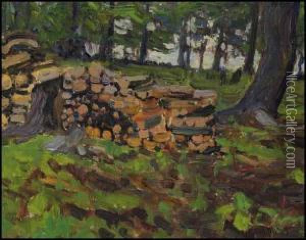 Woodpile In Baker's Bush Oil Painting - James Edward Hervey MacDonald