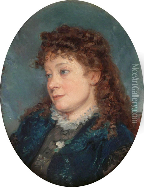 Portrait De Femme Oil Painting - Roberto Bompiani