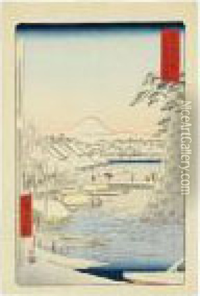 Vue Du Mont Fuji Oil Painting - Utagawa or Ando Hiroshige