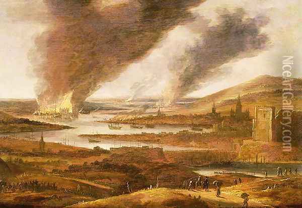 The Dutch in the Medway 1667 Oil Painting - Willem Schellinks