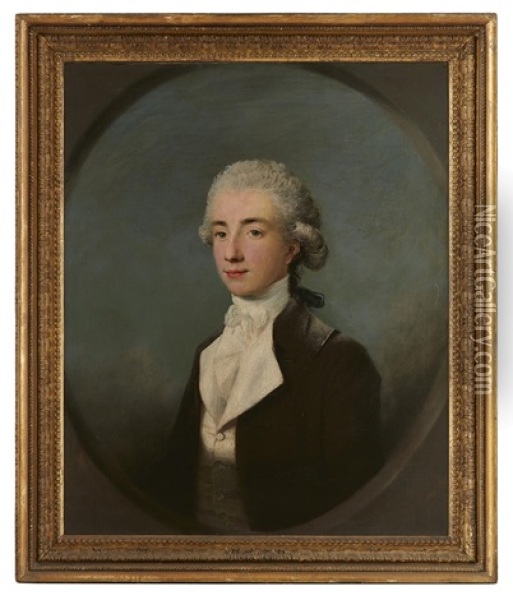 Half Length Portrait Of William Wyndham Later 1st Lord Grenville Feigned Oval, Oil On Canvas Oil Painting - Lemuel Francis Abbott