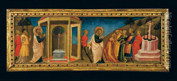 San Bartolomeo Guarisce La Principessa Armena Oil Painting - Bicci Di Lorenzo