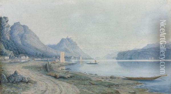 Lake Thun Oil Painting - Francis Danby