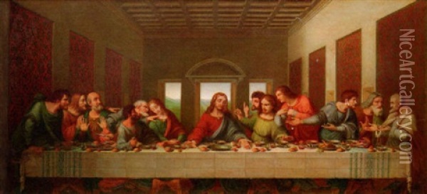 The Last Supper Oil Painting - Giovanni Grignaschi